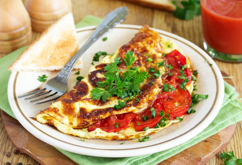 Tomaten-Omelett auf Kürbiskernbrot